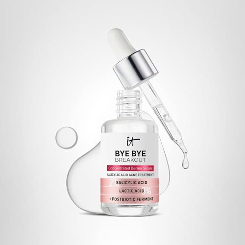 IT Cosmetics Bye Bye Breakout Acne Treatment Face Serum -With 2% Salicylic Acid & 3% Lactic Acid - Helps Reduce Pimples in 3 Days & Fades Look of Post-Acne Marks in 8 Weeks - 1 Fl. Oz