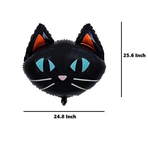 Black Cat Foil Balloons - Halloween & Party Decorations, 3-Pack