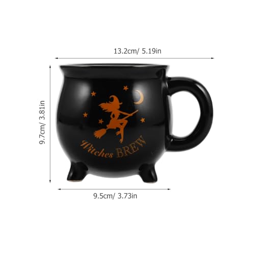 Halloween Witch Brew Cauldron Mug - 450ml Black Ceramic Coffee Cup