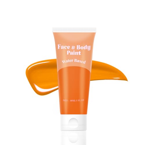 Orange Face Body Paint Water-Based Cream for Halloween Cosplay Washable - Safe & Vibrant