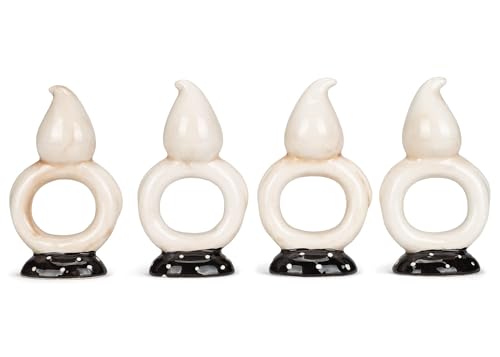 Ceramic Ghost Napkin Ring Holders Set of 4 Halloween Home Decor