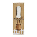 Halloween Ghost Candy Scoop – Stoneware & Wood Trick-or-Treat Kitchen Tool