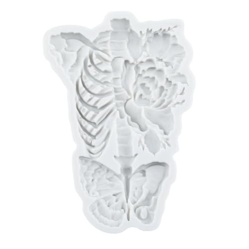 Halloween Skeleton Brain & Skull Silicone Mold Set of 4 - Food Grade, Reusable, For Cake Decorating & Crafts - Style B