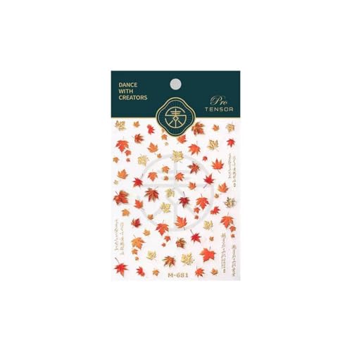 Fall Maple Leaf Nail Stickers - Autumn 5D Embossed Decals for Nails - Color06