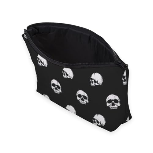 Skull Pattern Small Makeup Bag for Women - Water-Resistant Cosmetic Organizer