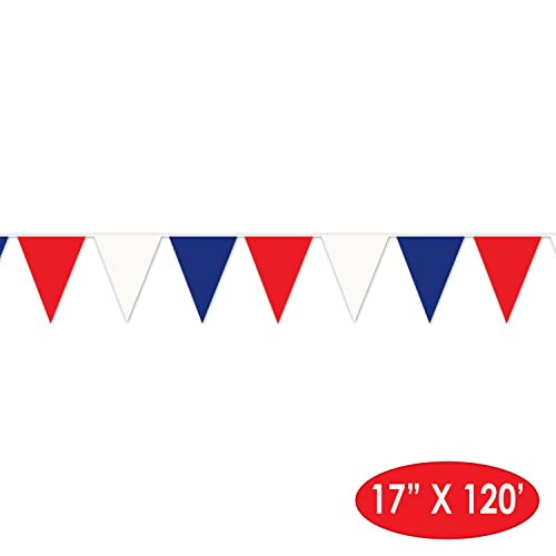 Indoor Outdoor Patriotic Pennant Banner 120ft USA Flag Decorations