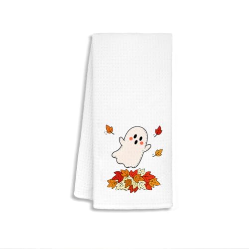 Autumn Ghost Fall Kitchen & Hand Towel, Waffle Weave, 16x24 Inch - Seasonal Decor
