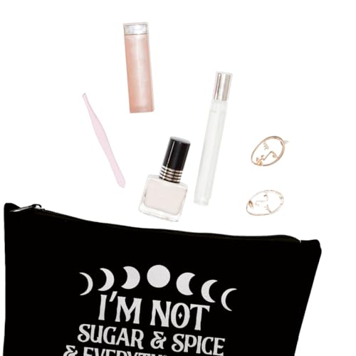 Witchy Makeup Bag with Moon Phase Design - Gothic Gift for Women