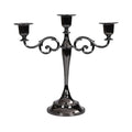 Glossy Black 3-Arm Metal Candelabra - 10.2 Inch Tall Candle Holders
