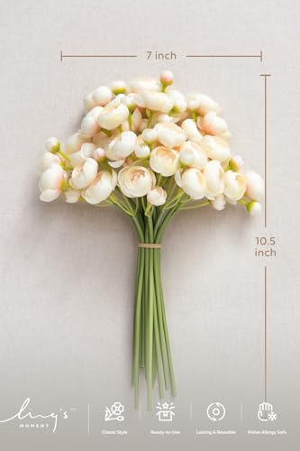 Artificial Ranunculus Flowers Peony Wht Pink Shade 18pcs Home Decor