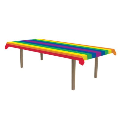 Rainbow Plastic Table Roll for Parties - 40 Inch x 100 Feet, Unicorn & Rainbow Theme