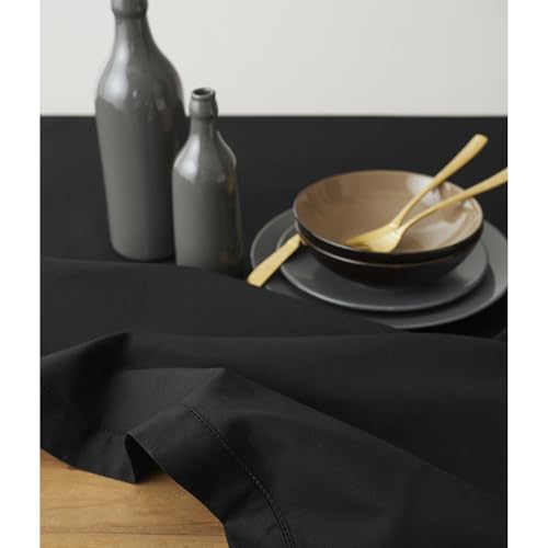 Cotton Linen Tablecloth Black 58 x 156 Inches Hemstitch Collection - Handcrafted