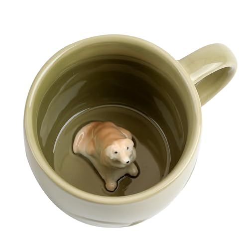 Dog Ceramic Mug with Hidden 3D Animal Inside - Sage Green Labrador Variation