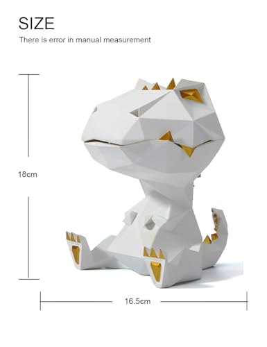 White Dinosaur Candy Dish Storage Animal Statue - 7.5 Inch Modern Sculpture