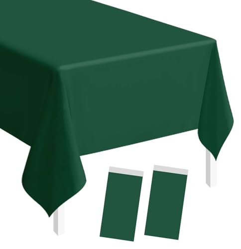 Green Disposable Rectangle Tablecloth 54 x 108 Inches - 2 Pack for Parties