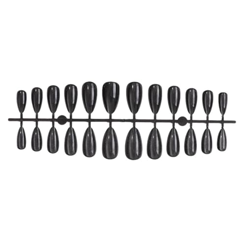 Press On Nails Medium Almond Black Cat Eye - Style-25, 24 Pieces