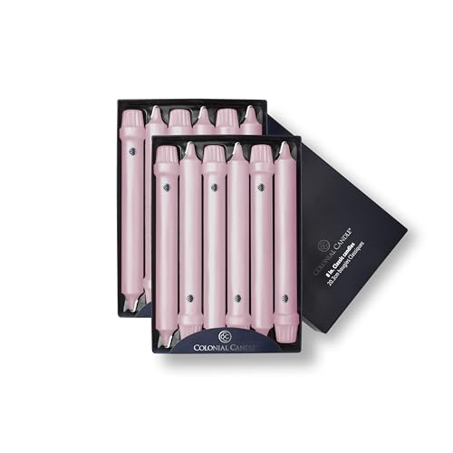 Unscented Pink Taper Candles - Persian Pink, 8 Inch, Pack of 12, Classic Collection