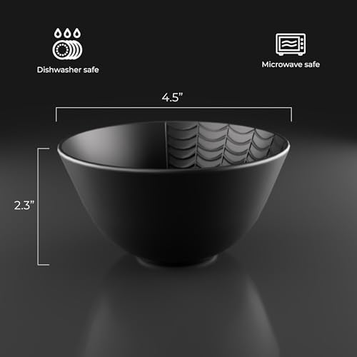 Small Gothic Ceramic Dessert Bowls Set of 4 - Black Spiderweb Design