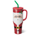 Insulated 40oz Travel Mug with Handle & Straw - Mr Claus Variation