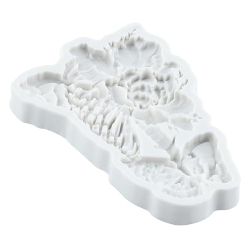 Lingzhi Skull Skeleton Fondant Mold with Butterfly & Flower Design - Style A