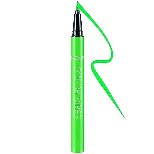 Neon Liquid Eyeliner Pen - Waterproof, Smudge-proof, Bright Green UV Glow - Neon Green