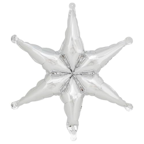 Silver Hexagon Star Foil Balloons - 8 Pack, Reusable Party Decorations