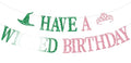 Wicked Birthday Banner Witch Theme Party Decorations Pink Green Glitter Sign