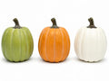 Fall Decor 3-Pack Resin Pumpkin Set - White Green Orange Small