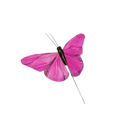 Feather Butterfly Decorations Set of 12 - Handmade Wire Monarch Garden Ornaments