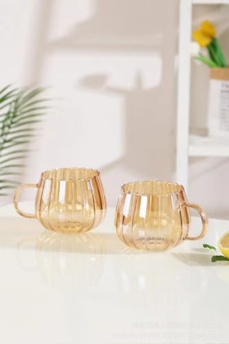 Glass Coffee Mug 350ml with Handle - Amber, Suitable for Tea, Juice, Milk & Drinks