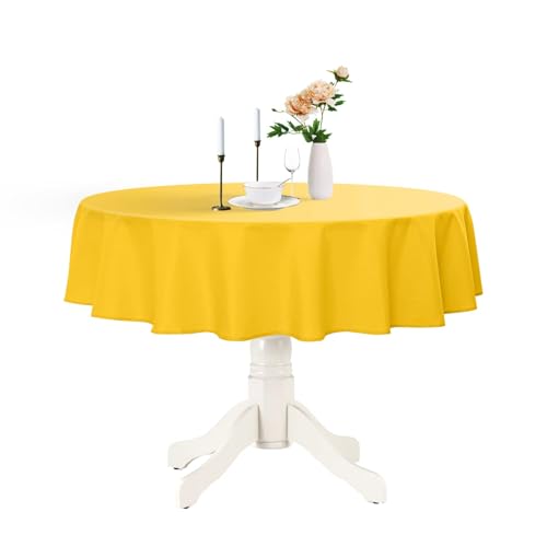 Romanstile Yellow Round Tablecloth 108 Inch for 60-96 Inch Tables