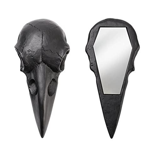 The Vault Raven Skull Hand Mirror Black - Gothic Style Decor