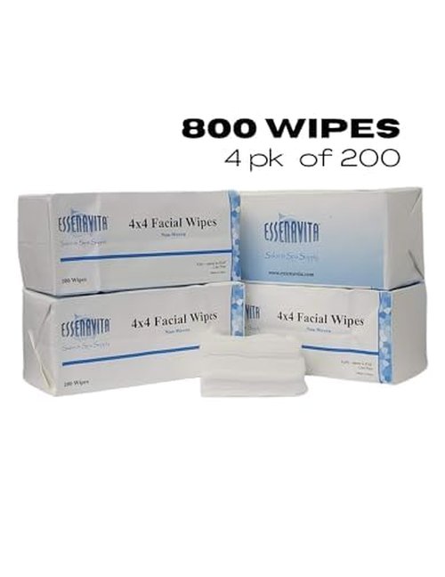 Essenavita Esthetic Wipes 800 Pack – 4x4 4-Ply Non-Woven Lint-Free Wipes, Soft Yet Strong for Salon & Spa Use