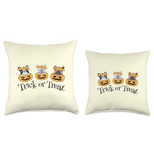 Halloween Frenchie Throw Pillow 16x16 - Dog Lover Home Decor