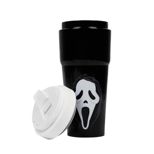 Ghostface Mask 27oz Black Stainless Steel Coffee Tumbler - Horror Fan Gift