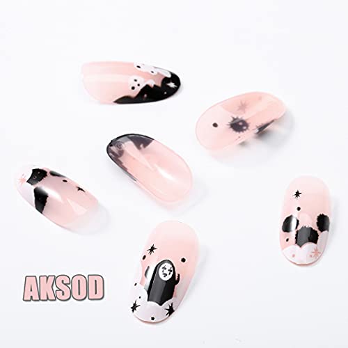 Ghost Press On Nails Short Glossy Virus Fake Nails - Style G