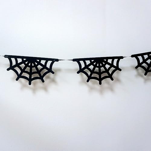 2 Pack Felt Spiderweb Garland Banner for Halloween Party Decorations