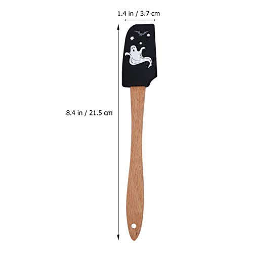 Halloween Wooden Handle Silicone Spatula Set - Ghost, Black Cat, Pumpkin, Spider