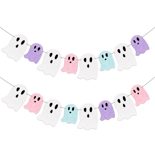 Halloween Ghost Garland Decorations - Pastel Ghost Banners for Parties & Photo Booths