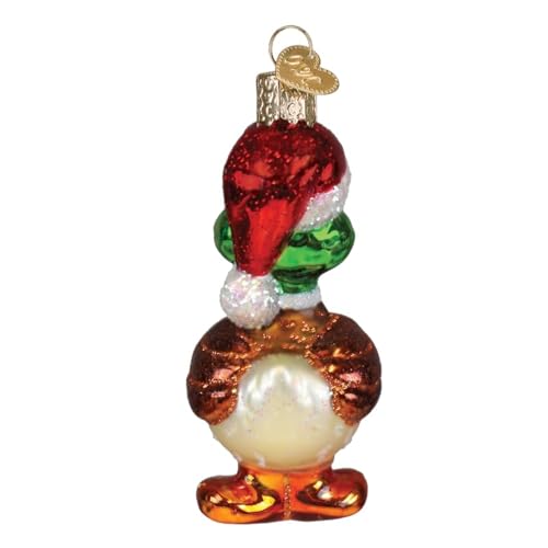 Silly Santa Duck Glass Christmas Ornament Handcrafted Holiday Decor