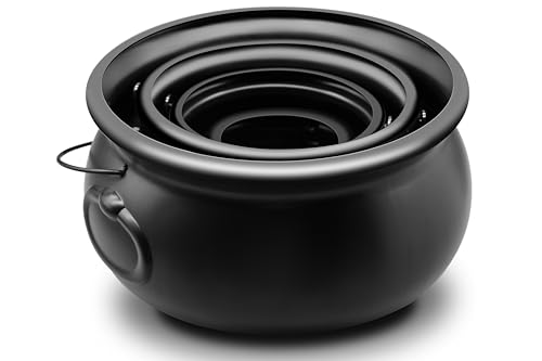 Halloween Cauldron Set 12, 10, 8, 6 Inch Plastic Black Candy Bowls Party Decor