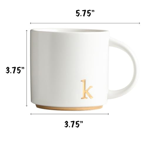 Ceramic Coffee Mug with Gold Monogram - 15 oz Gift Box - Gold K Variation