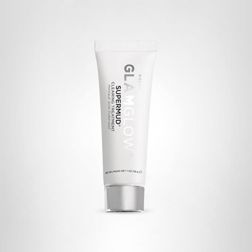 Glamglow SUPERMUD Instant Clearing Treatment Face Mask | Clearing Face Mask For Acne Prone Skin and Oiliness to help Minimize Pores | Activated Charcoal, BHA & AHAs, Travel Size, 1 Ounce