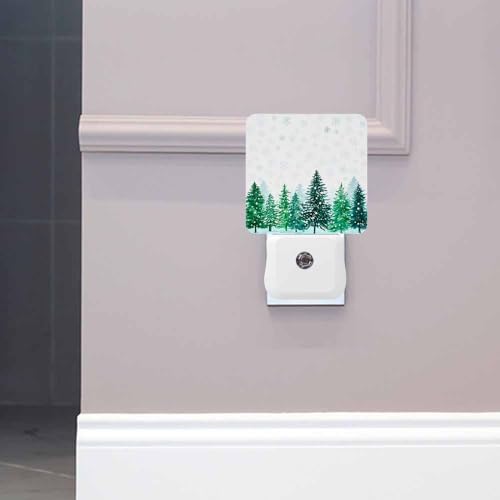 Winter Snow Scene Night Light - Falling Snowflakes and Pine Forest, 1 Pack