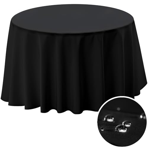 60 Inch Round Tablecloth for 36-48 Inch Tables - Black Polyester Spillproof