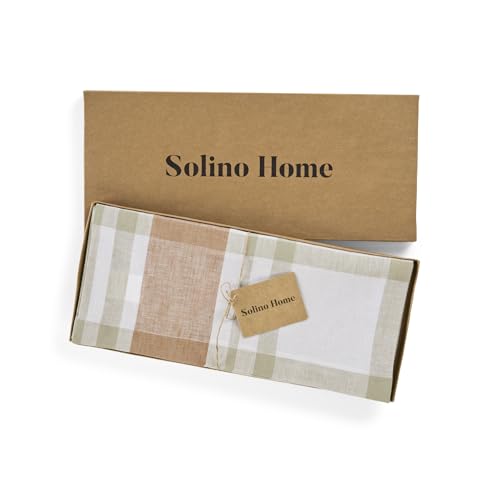 Fall Harvest Plaid Linen Table Runner 14 x 90 in - Handcrafted & Machine Washable
