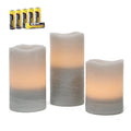 Gray Flameless LED Candles with Timer Set of 3 - Warm White Real Wax Finish