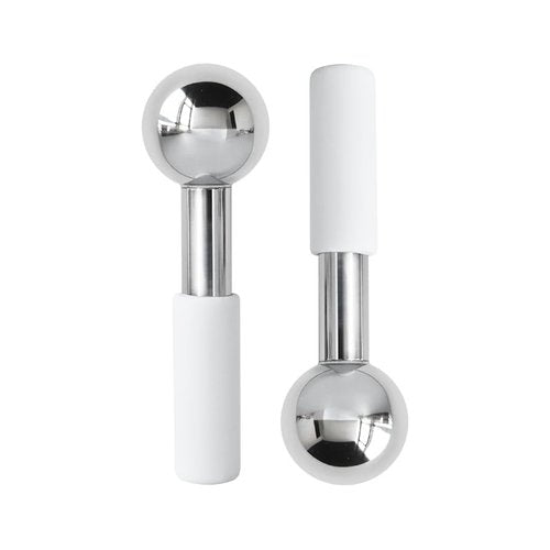 Betyura Ice Globes for Face & Eyes – Unbreakable Stainless Steel Cooling Cryo Sticks, Hot & Cold Facial Roller for Puffiness, Dark Circles & Daily Skincare（White）