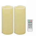 Waterproof Outdoor Flameless LED Pillar Candles with Remote - 2 Pack, 3x7 Inches