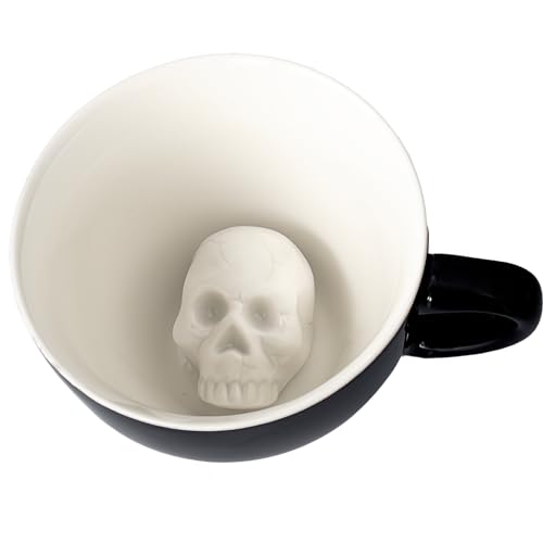 Creature Cups Skull Ceramic Mug - Hidden 3D Skull Inside, Spooky Horror Coffee Cup - Variation: Skull